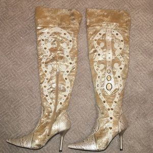 FUN SEXY Gold Embellished Dazzling Boots